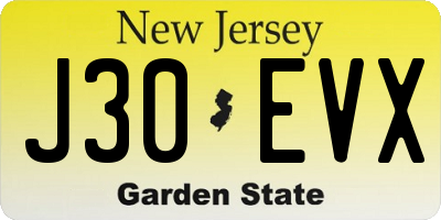 NJ license plate J30EVX