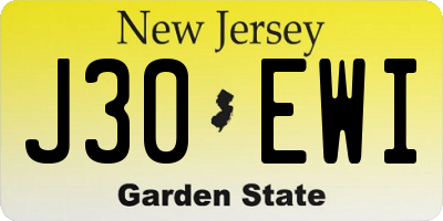 NJ license plate J30EWI
