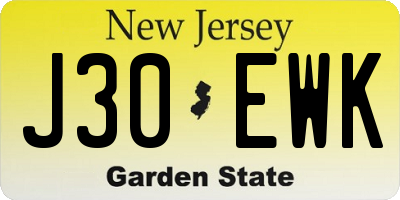 NJ license plate J30EWK