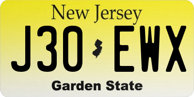 NJ license plate J30EWX