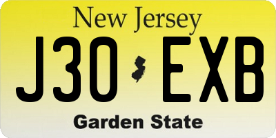 NJ license plate J30EXB