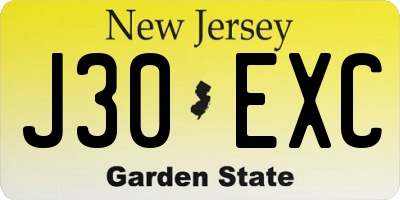 NJ license plate J30EXC