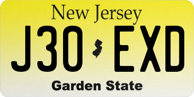 NJ license plate J30EXD