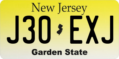 NJ license plate J30EXJ