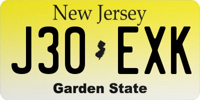 NJ license plate J30EXK