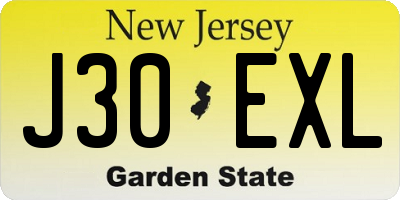NJ license plate J30EXL