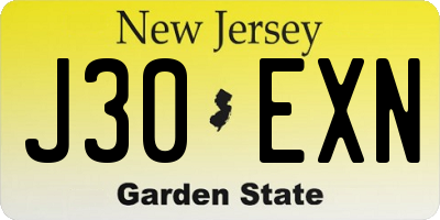 NJ license plate J30EXN
