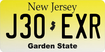 NJ license plate J30EXR