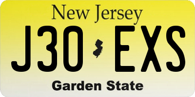 NJ license plate J30EXS