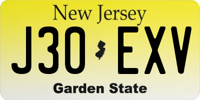 NJ license plate J30EXV