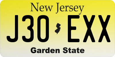 NJ license plate J30EXX