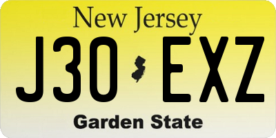NJ license plate J30EXZ