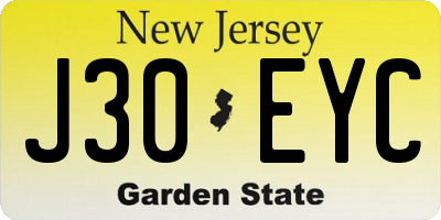 NJ license plate J30EYC
