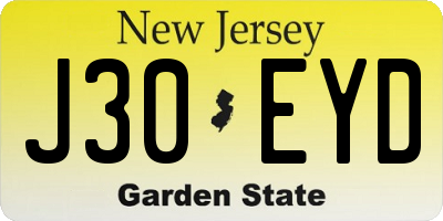 NJ license plate J30EYD