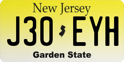 NJ license plate J30EYH