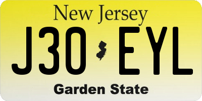 NJ license plate J30EYL