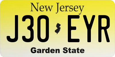 NJ license plate J30EYR