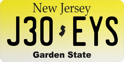 NJ license plate J30EYS