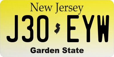 NJ license plate J30EYW