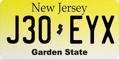 NJ license plate J30EYX