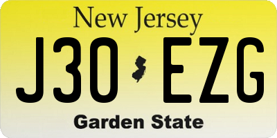 NJ license plate J30EZG