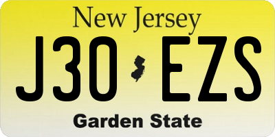 NJ license plate J30EZS
