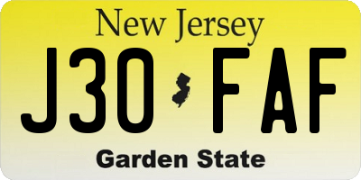 NJ license plate J30FAF