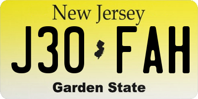 NJ license plate J30FAH