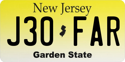 NJ license plate J30FAR