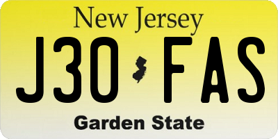 NJ license plate J30FAS