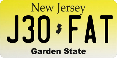 NJ license plate J30FAT