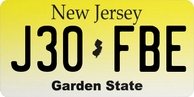 NJ license plate J30FBE