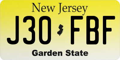NJ license plate J30FBF