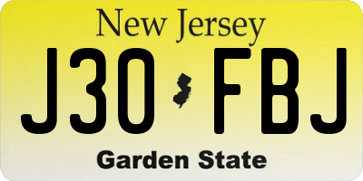 NJ license plate J30FBJ