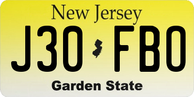 NJ license plate J30FBO
