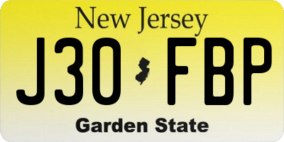 NJ license plate J30FBP