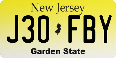 NJ license plate J30FBY