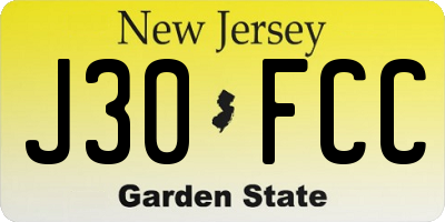 NJ license plate J30FCC
