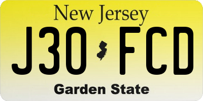 NJ license plate J30FCD