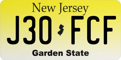 NJ license plate J30FCF
