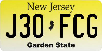 NJ license plate J30FCG