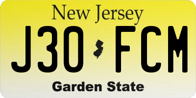 NJ license plate J30FCM