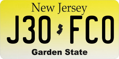 NJ license plate J30FCO