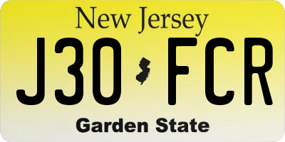 NJ license plate J30FCR
