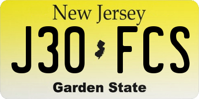 NJ license plate J30FCS