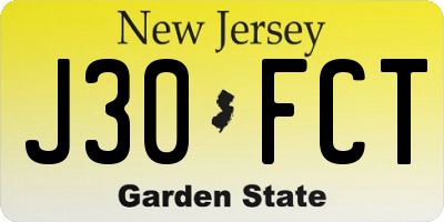 NJ license plate J30FCT