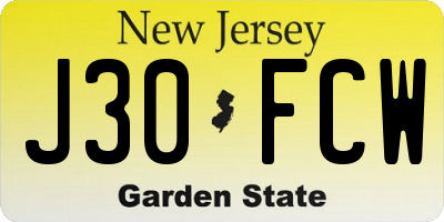 NJ license plate J30FCW