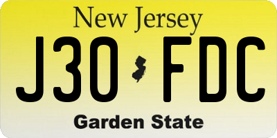 NJ license plate J30FDC