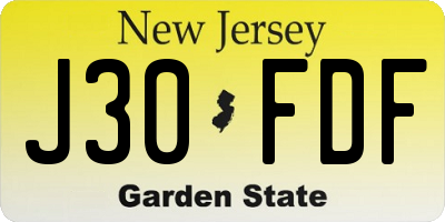 NJ license plate J30FDF