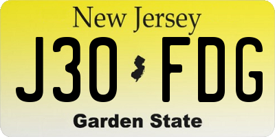 NJ license plate J30FDG